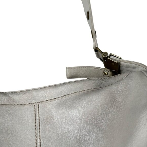 RAFE New‎ York Leather Shoulder Bag Purse Gold Studs Ivory Leather - Picture 13 of 15